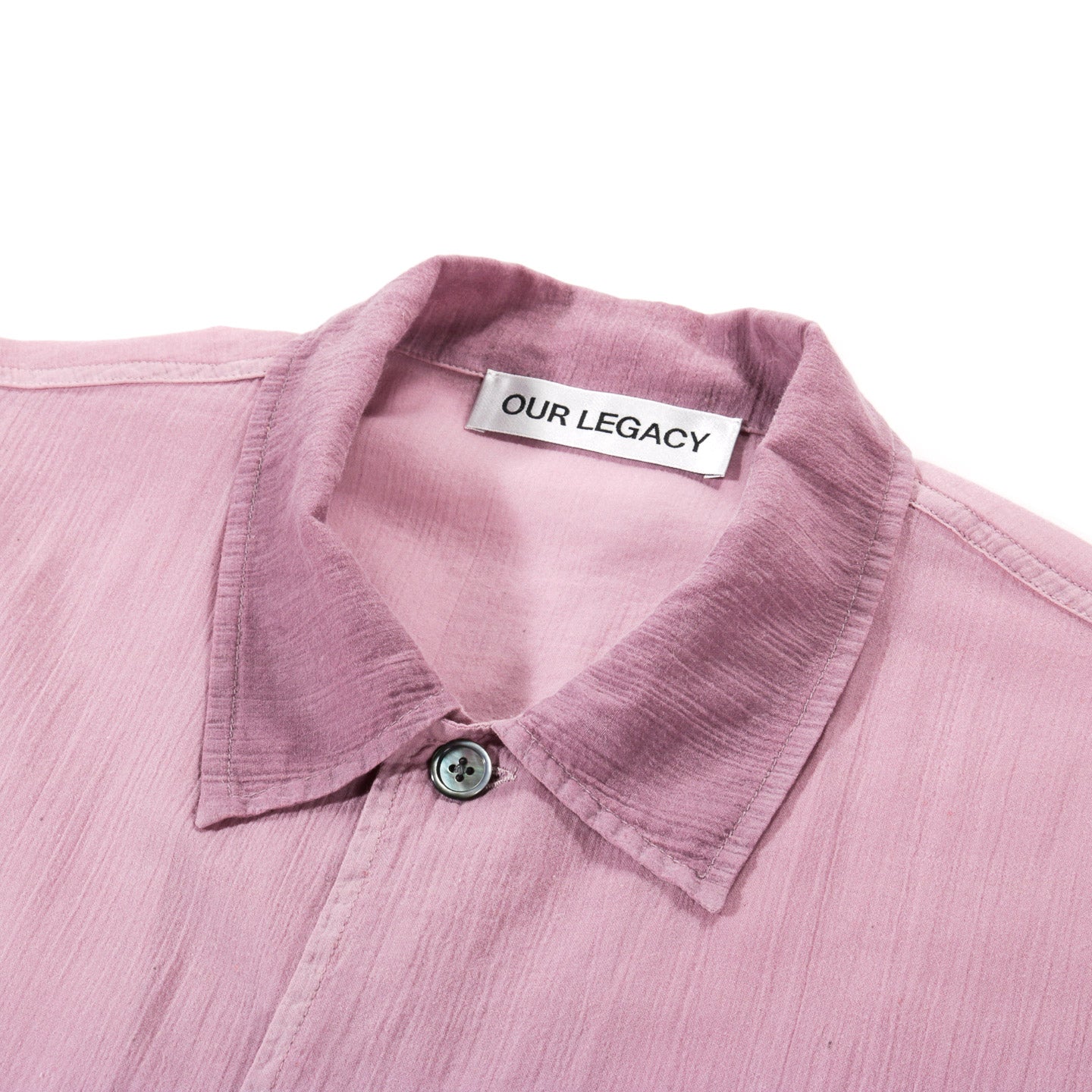 OUR LEGACY BOX SHIRT SHORTSLEEVE DUSTY LILAC COATED VOILE