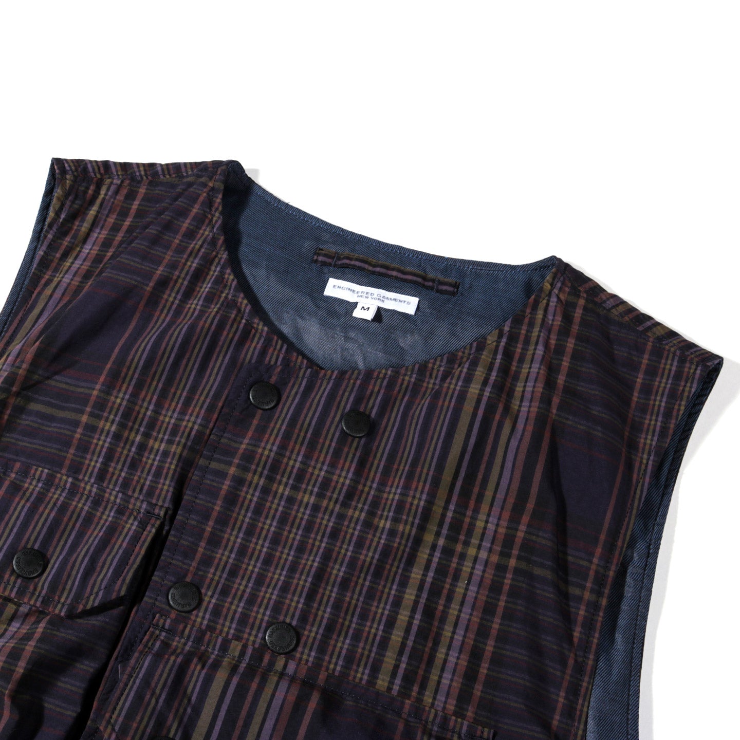 ENGINEERED GARMENTS COVER VEST MULTI COLOR NYCO PLAID