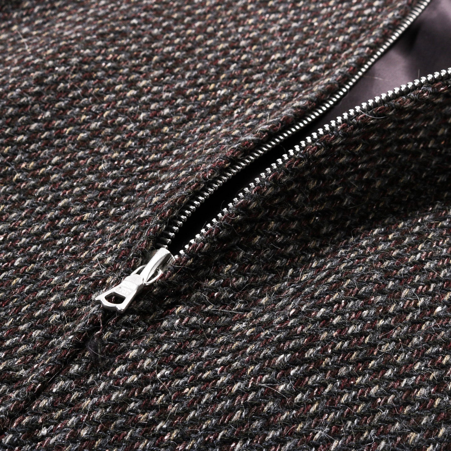 AURALEE ALPACA WOOL SILK TWEED ZIP BLOUSON GRAY BROWN HAIRLINE