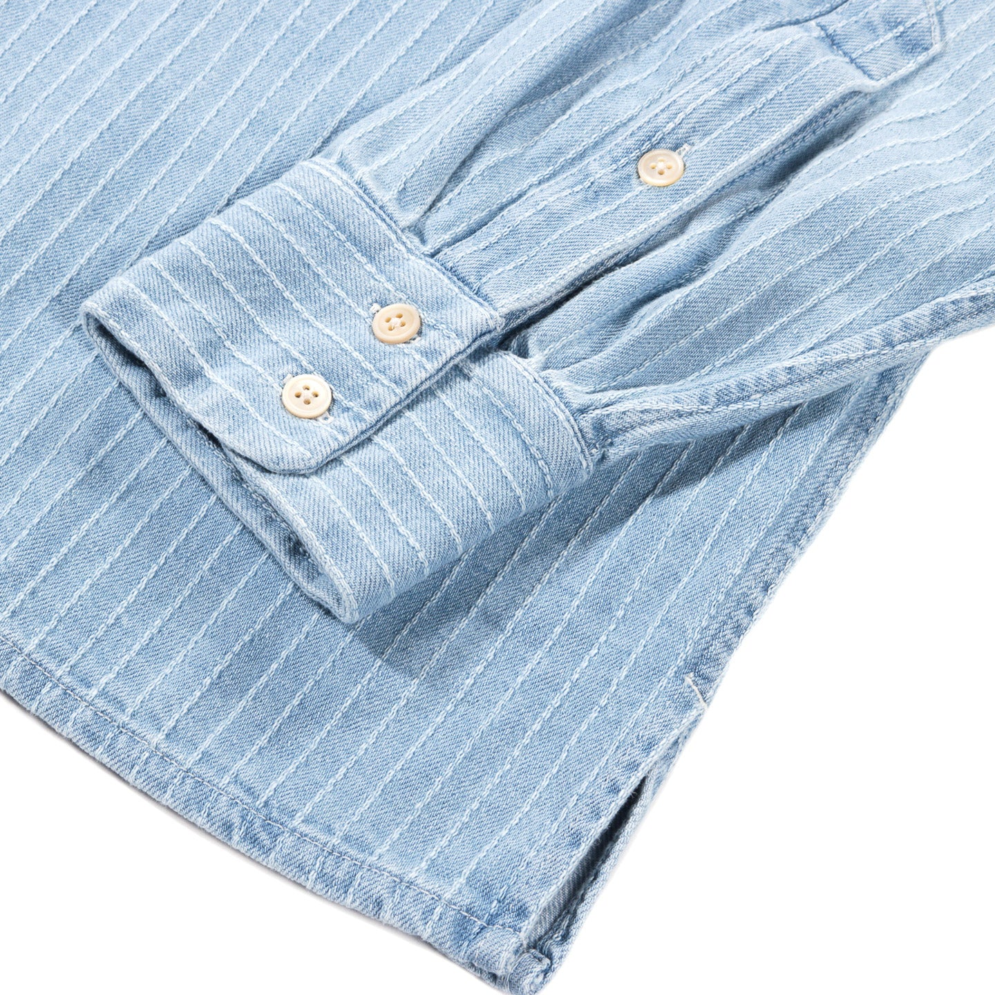 A KIND OF GUISE GUSTO SHIRT DISTRESSED STRIPE DENIM