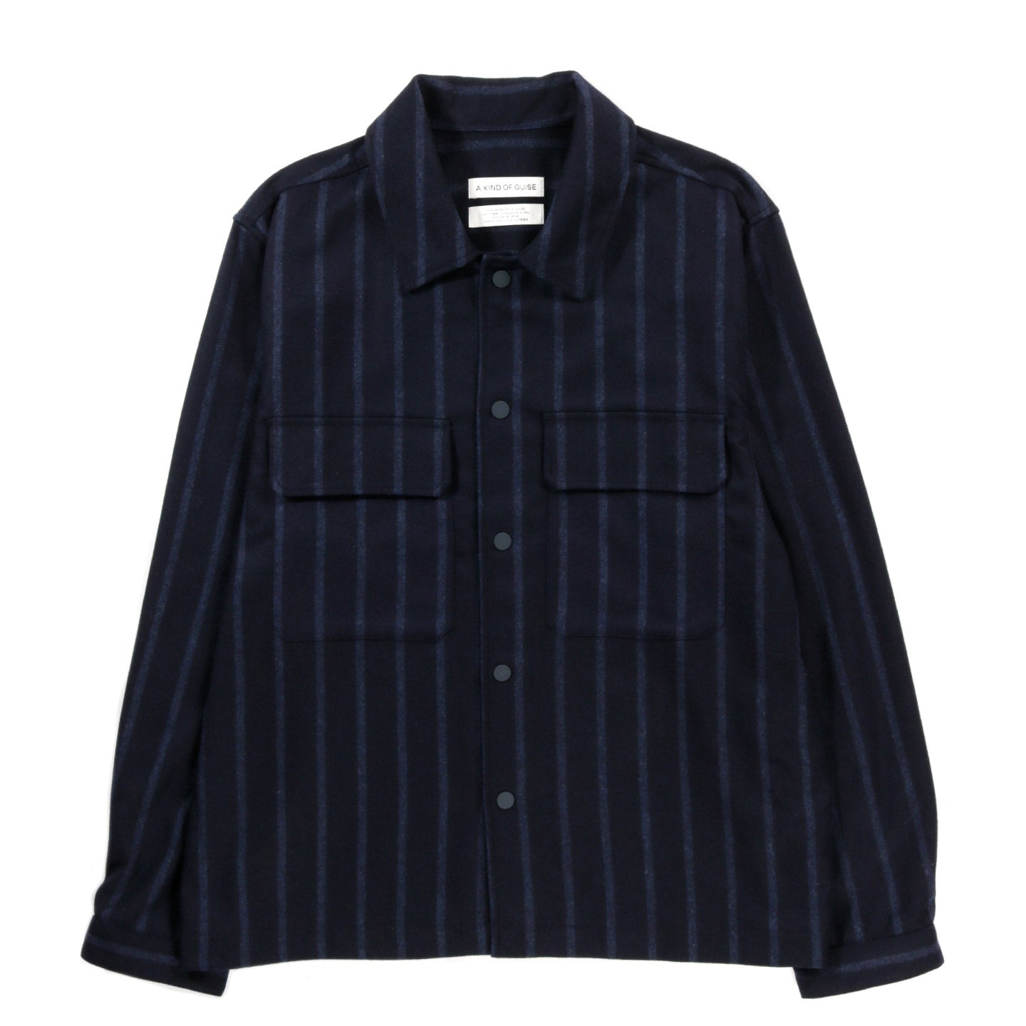 A KIND OF GUISE SANDEL SHIRT JACKET OSCURO NAVY STRIPES