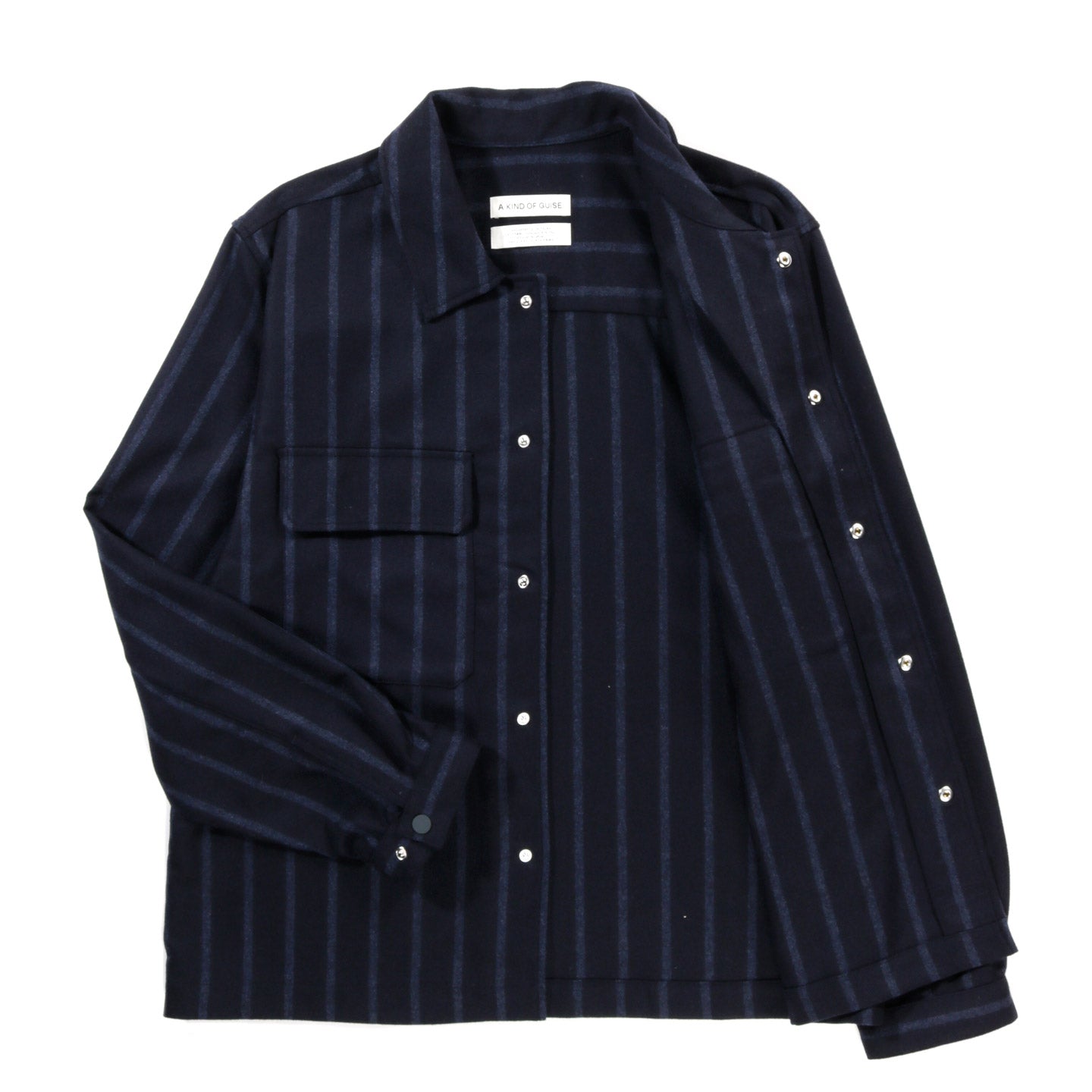 A KIND OF GUISE SANDEL SHIRT JACKET OSCURO NAVY STRIPES