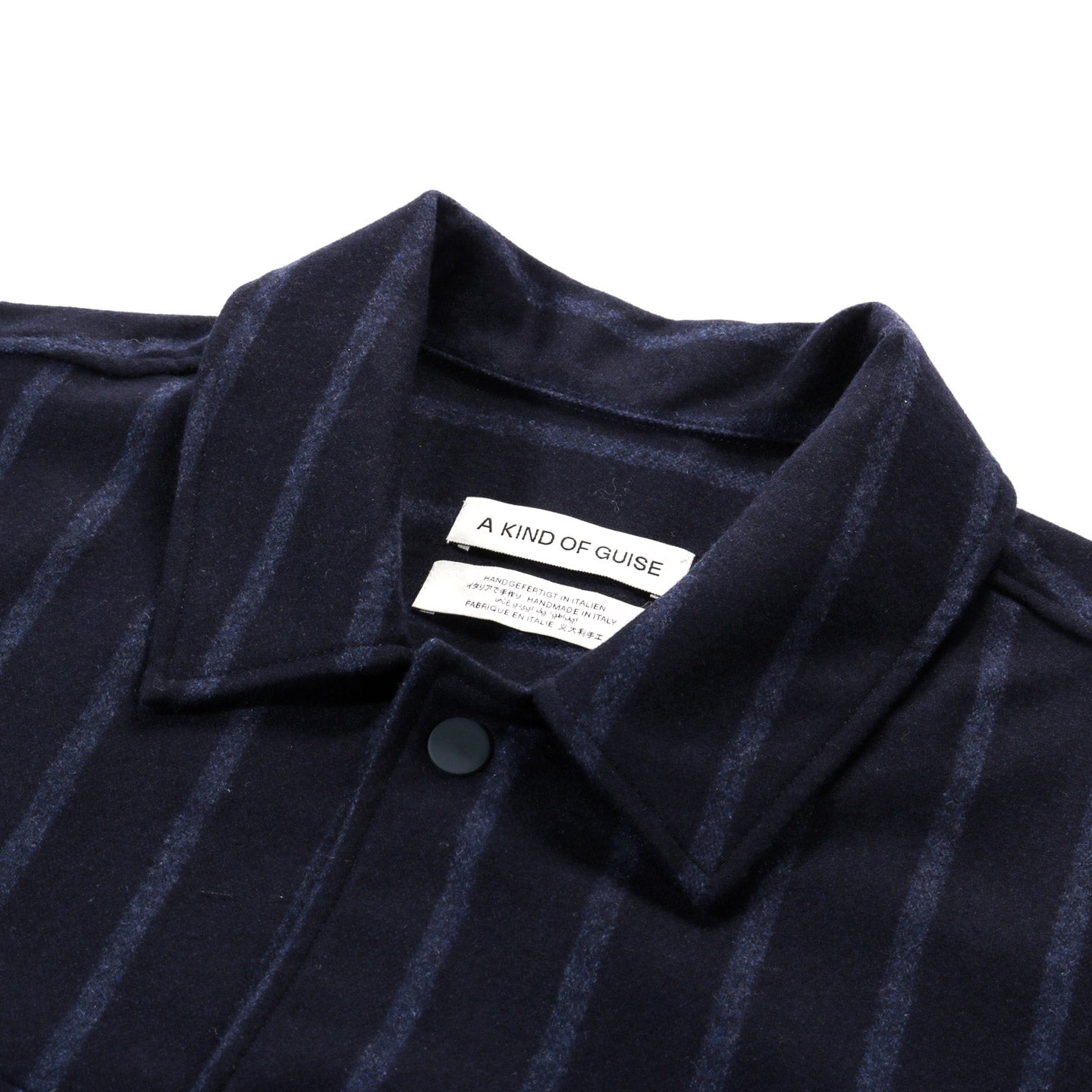 A KIND OF GUISE SANDEL SHIRT JACKET OSCURO NAVY STRIPES