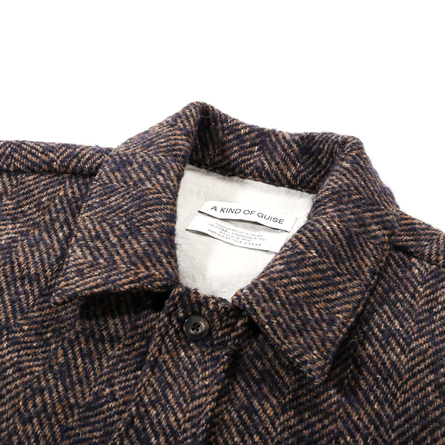 A KIND OF GUISE CULLU OVERSHIRT OPAL HERRINGBONE