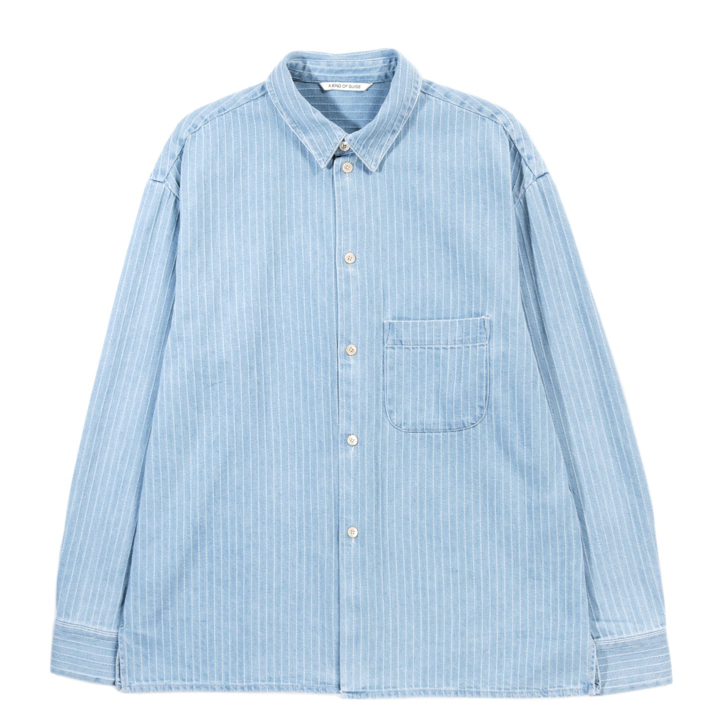 A KIND OF GUISE GUSTO SHIRT DISTRESSED STRIPE DENIM