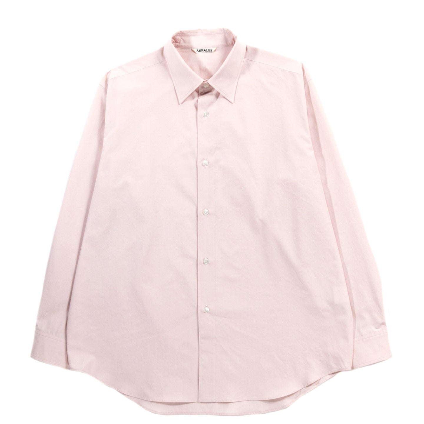 AURALEE WASHED FINX WEATHER CHAMBRAY SHIRT PINK BEIGE