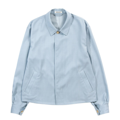 AURALEE WOOL HERRINGBONE BLOUSON DUSTY BLUE