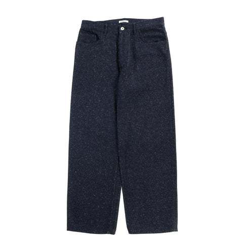 AURALEE SILK NEP DENIM 5P WIDE PANTS DARK NAVY