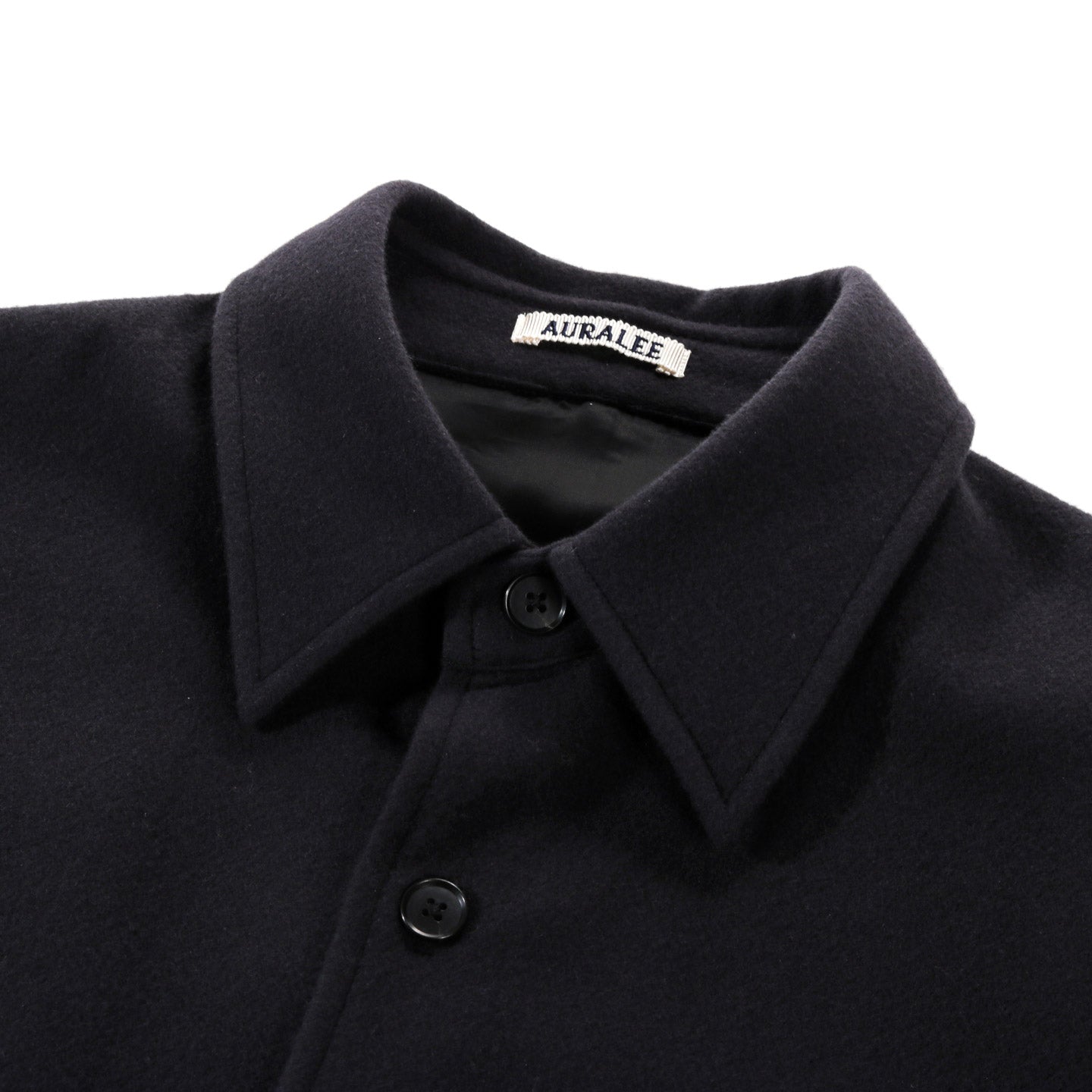 AURALEE BRUSHED SUPER FINE WOOL FLANNEL SHIRT INK BLACK