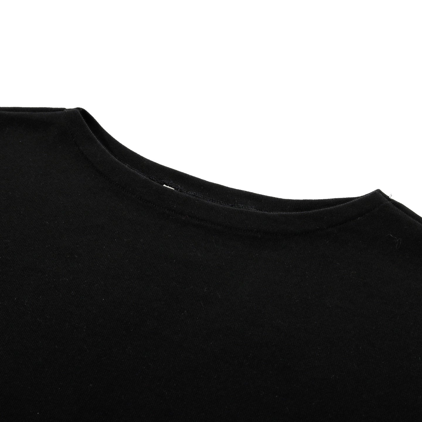 AURALEE LUSTER PLAITING BOAT NECK TEE BLACK