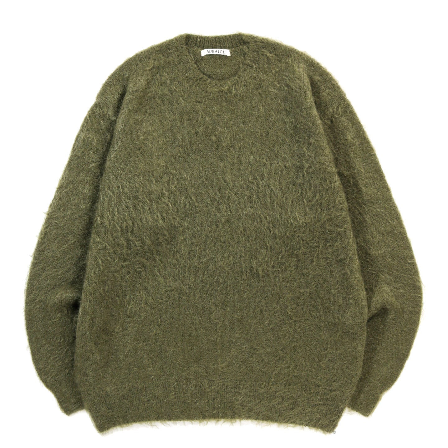 AURALEE BRUSHED SUPER KID MOHAIR KNIT P/O OLIVE