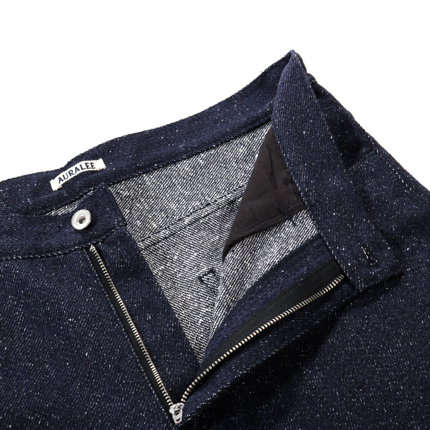 AURALEE SILK NEP DENIM 5P WIDE PANTS DARK NAVY