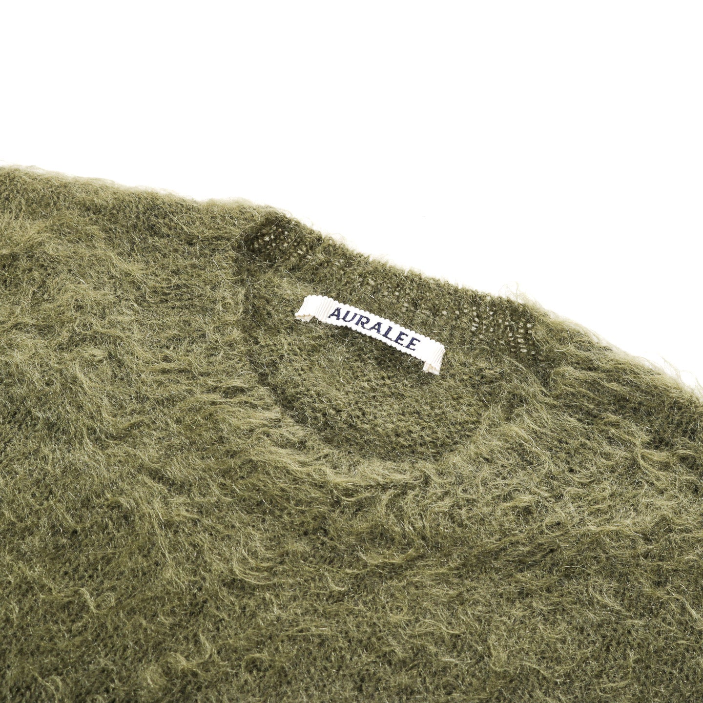 AURALEE BRUSHED SUPER KID MOHAIR KNIT P/O OLIVE