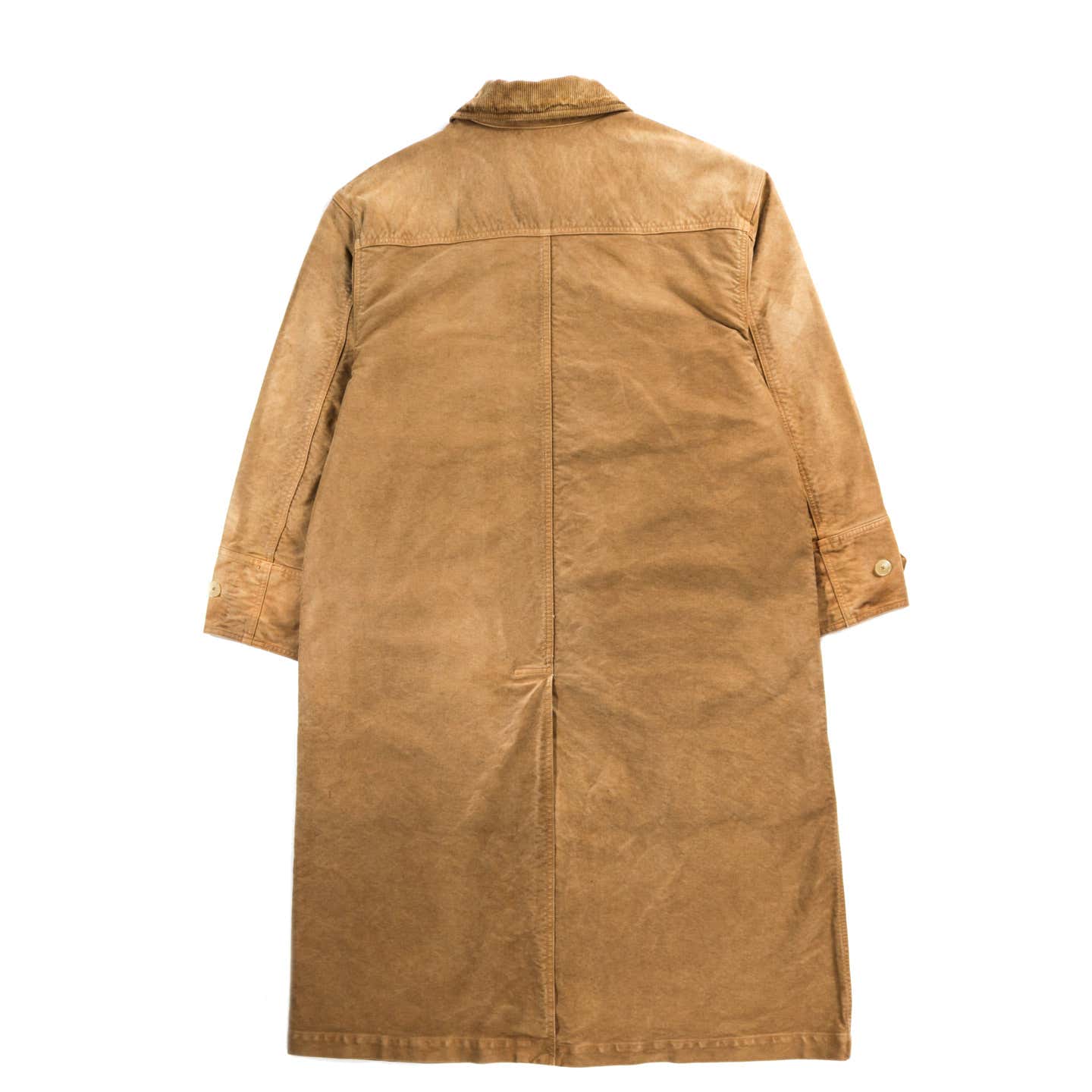 AURALEE GARMENT-DYED ORGANIC COTTON HEAVY MOLESKIN COAT FADED BROWN