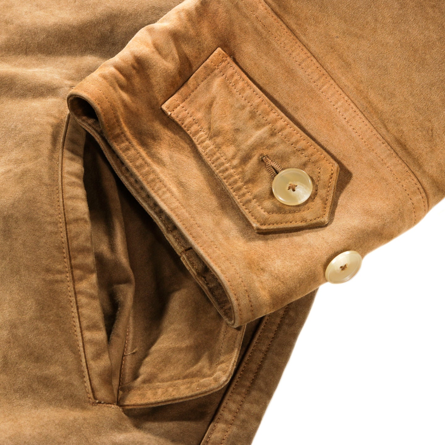AURALEE GARMENT-DYED ORGANIC COTTON HEAVY MOLESKIN COAT FADED BROWN