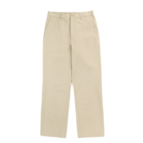 AURALEE WASHED HARD TWIST CANVAS PANTS KHAKI BEIGE