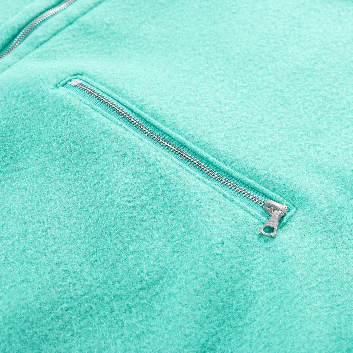 AURALEE PURE SILK COMFORT FLEECE HALF ZIP P/O JADE GREEN