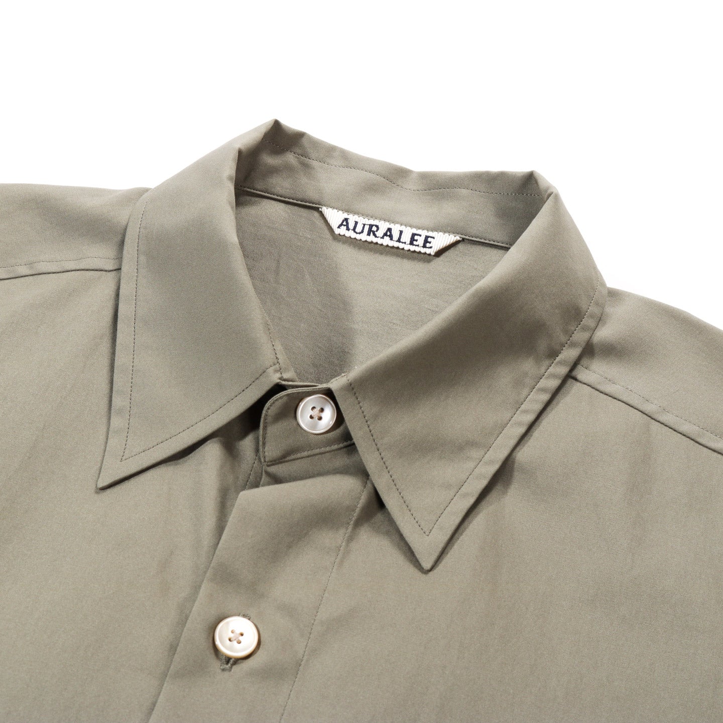 AURALEE WASHED FINX TWILL BIG HALF SLEEVED SHIRT OLIVE