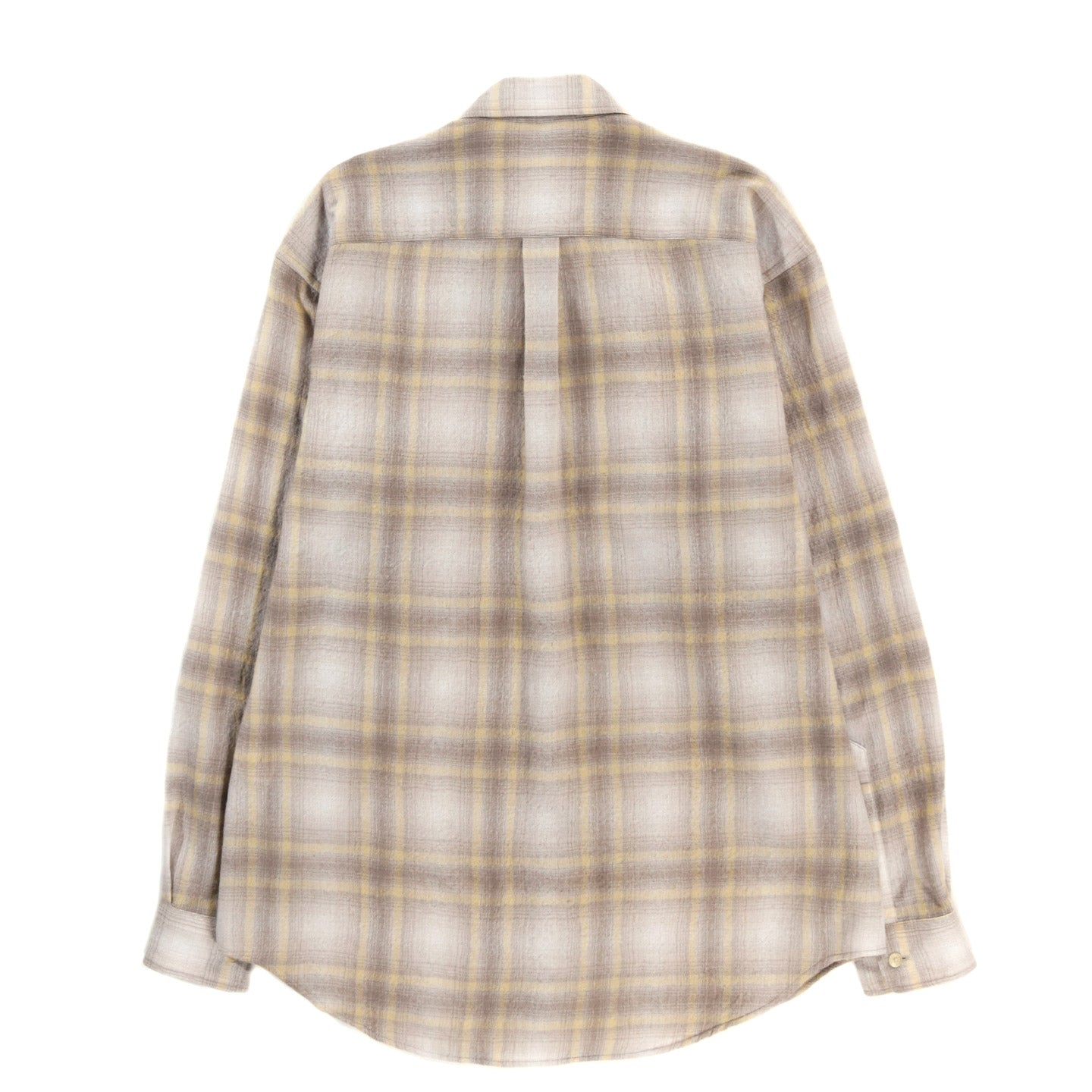 AURALEE AIRY WOOL CHECK SHIRT YELLOW GRAY CHECK