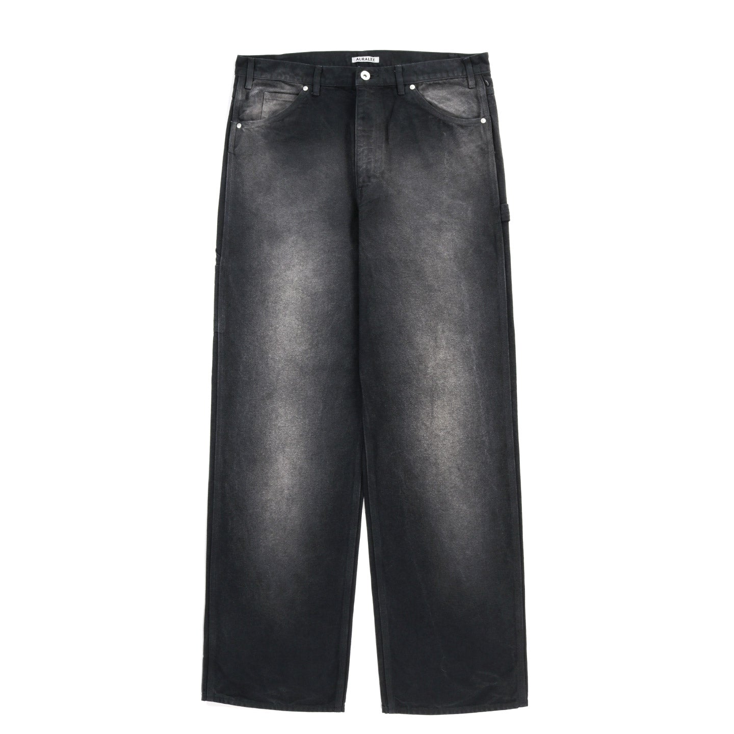 AURALEE PRODUCT DYED ORGANIC COTTON DUCK PAINTER PANTS FADED BLACK