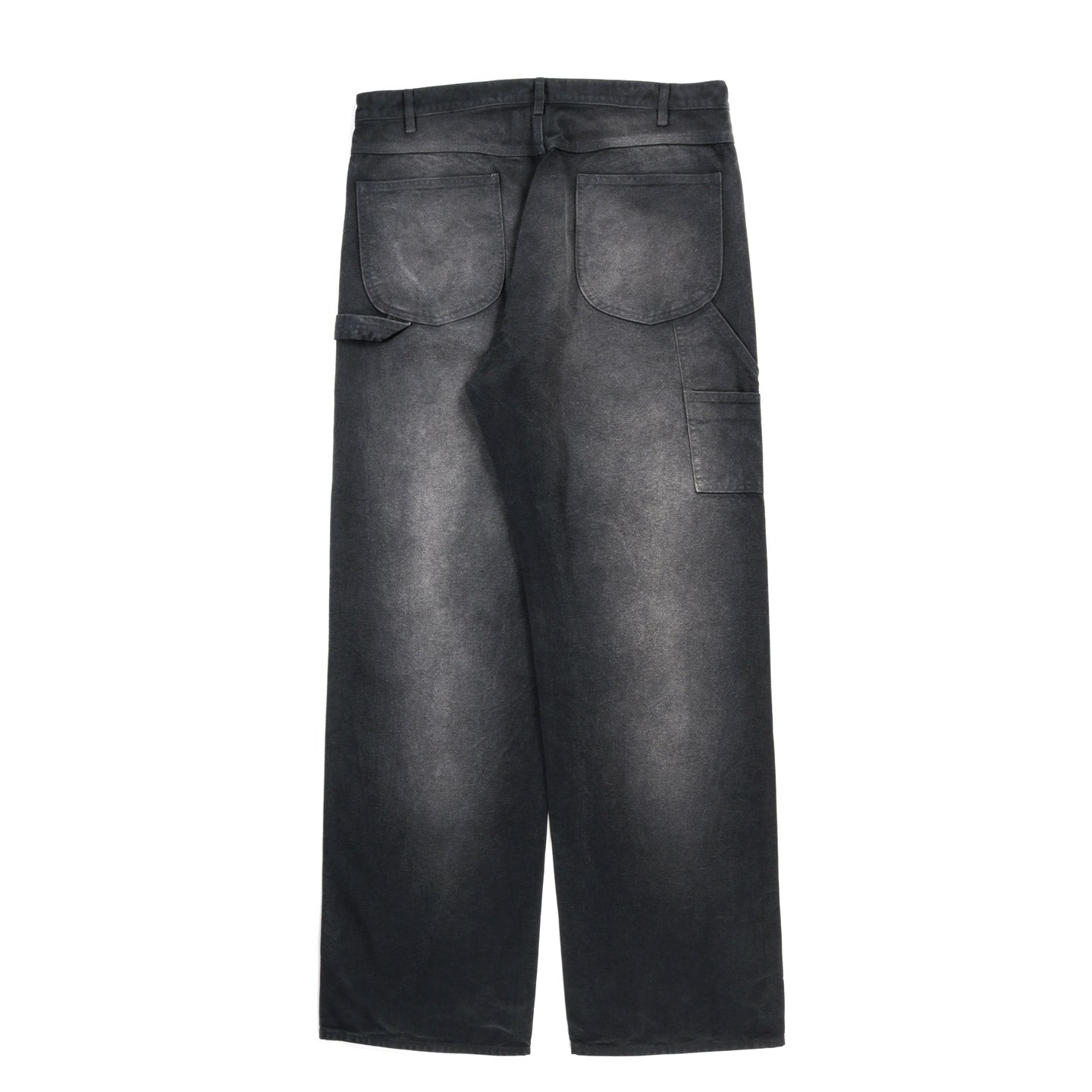AURALEE PRODUCT DYED ORGANIC COTTON DUCK PAINTER PANTS FADED BLACK