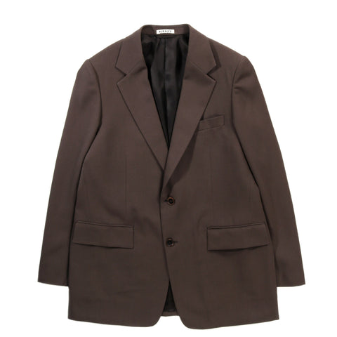 AURALEE LIGHT WOOL MAX GABARDINE JACKET DARK BROWN