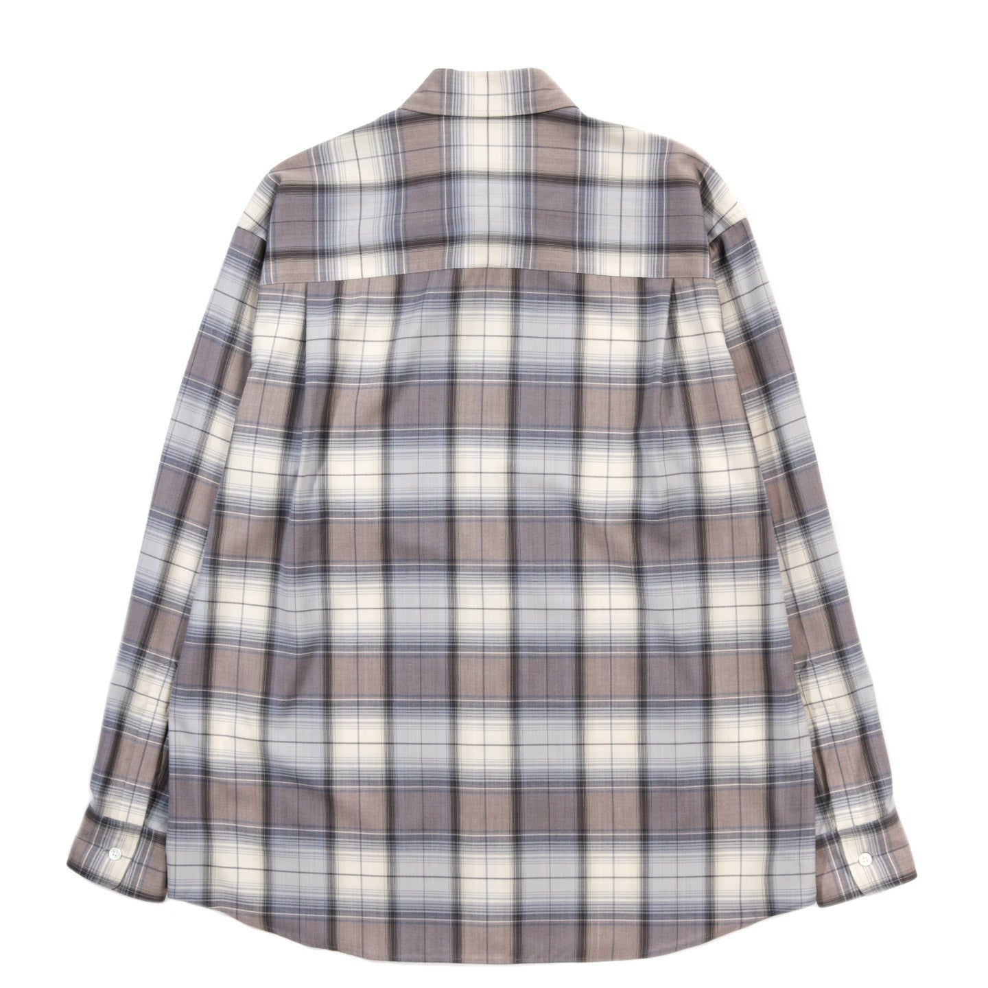 AURALEE SUPER LIGHT WOOL CHECK SHIRT BLUE GRAY