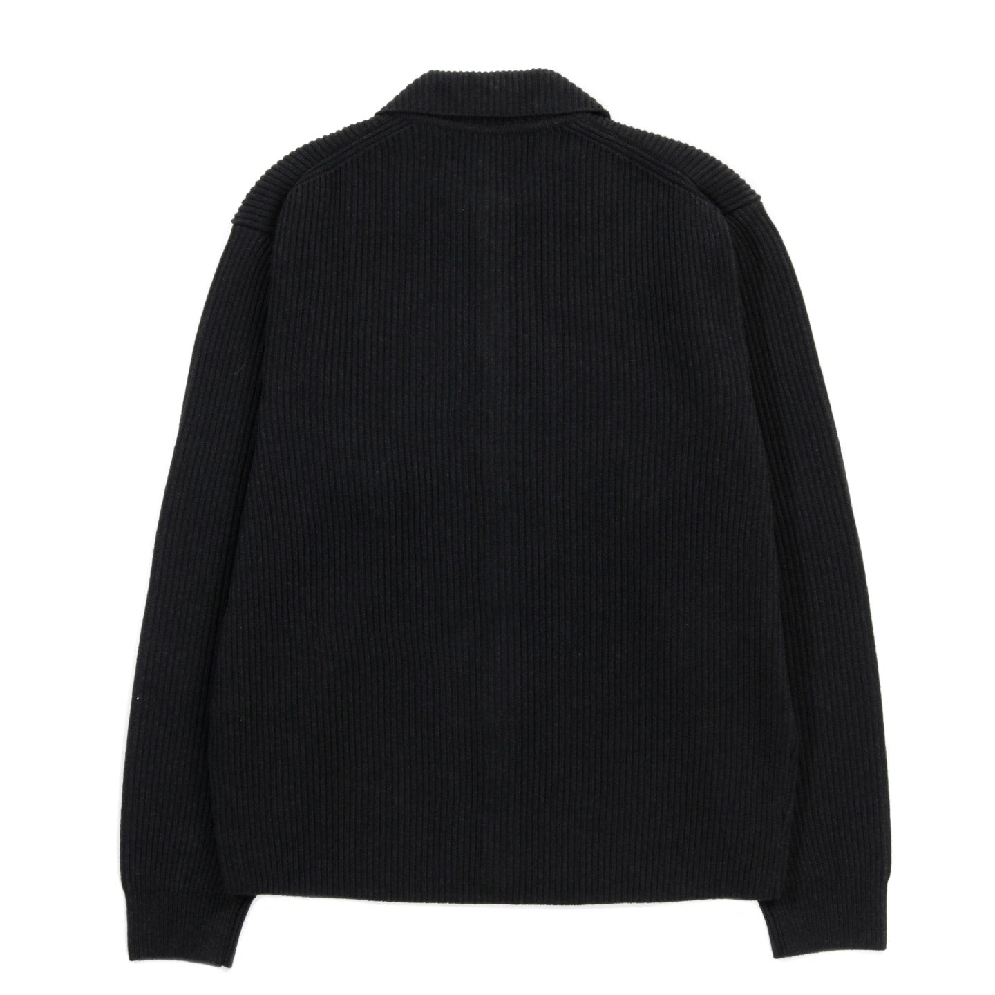 AURALEE SUPER FINE WOOL RIB KNIT SHIRT CARDIGAN BLACK