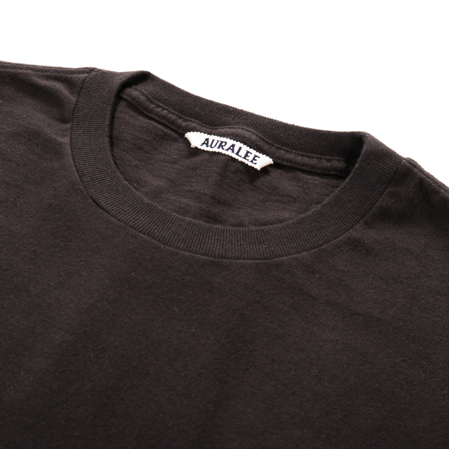 AURALEE BRUSHED ORGANIC COTTON JERSEY TEE INK BLACK