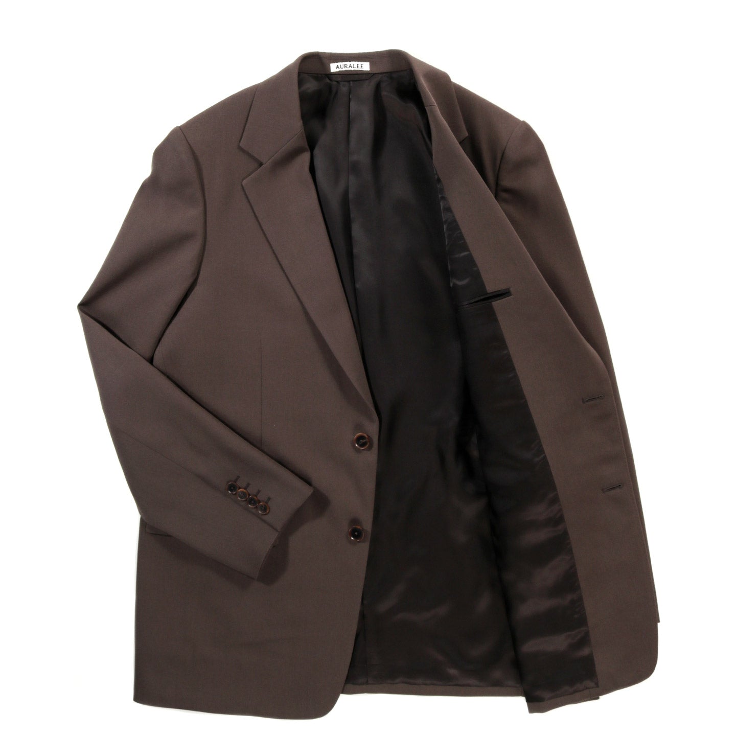 AURALEE LIGHT WOOL MAX GABARDINE JACKET DARK BROWN