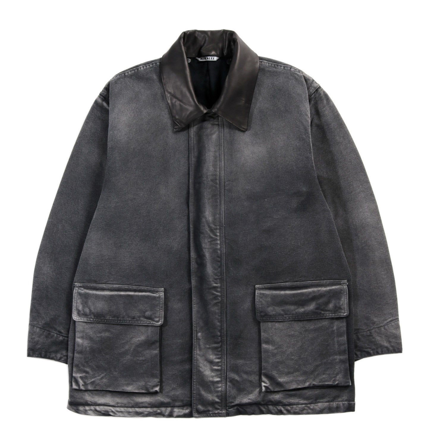 AURALEE PRODUCT DYED ORGANIC COTTON DUCK BLOUSON FADED BLACK