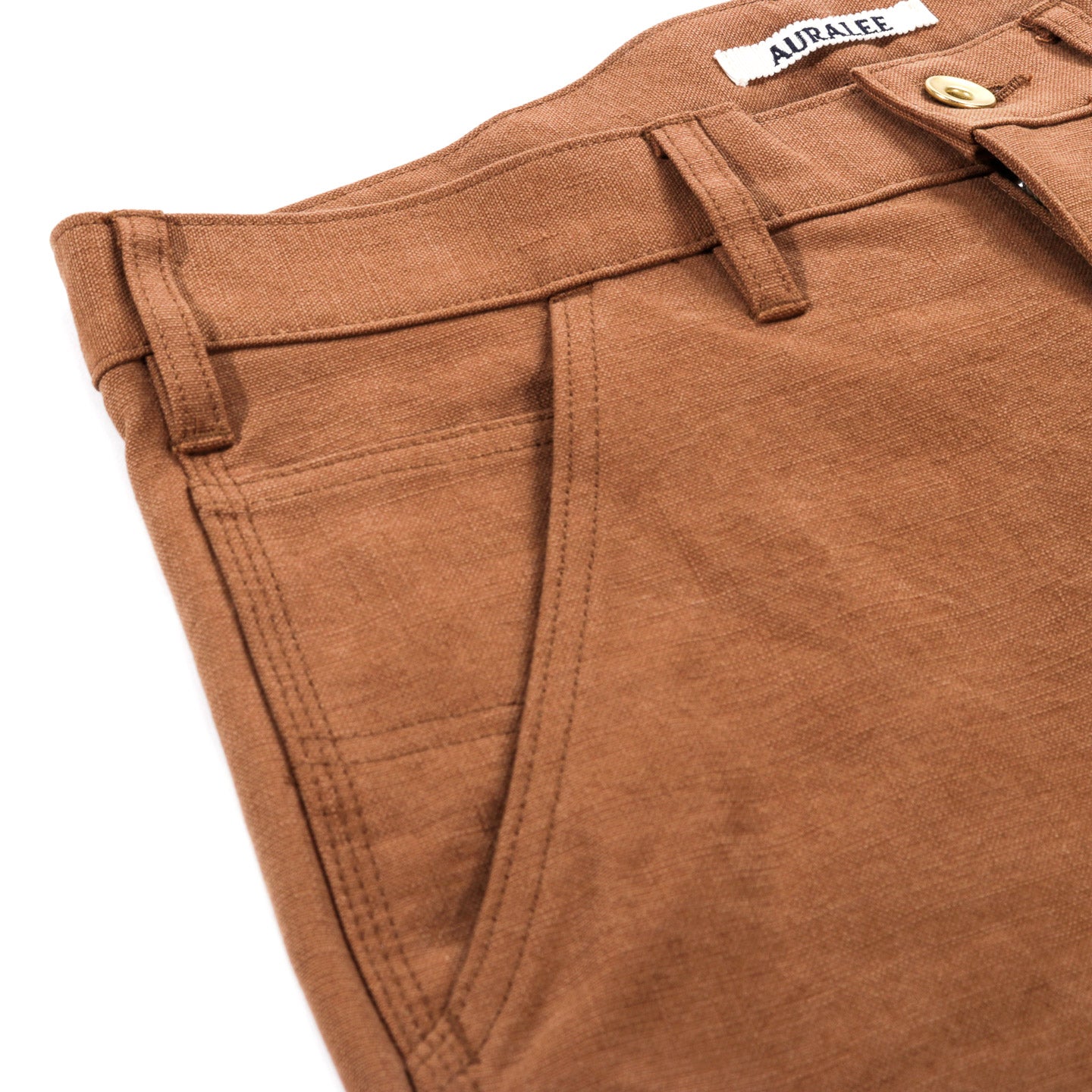 AURALEE WASHED HEAVY CANVAS PANTS BROWN