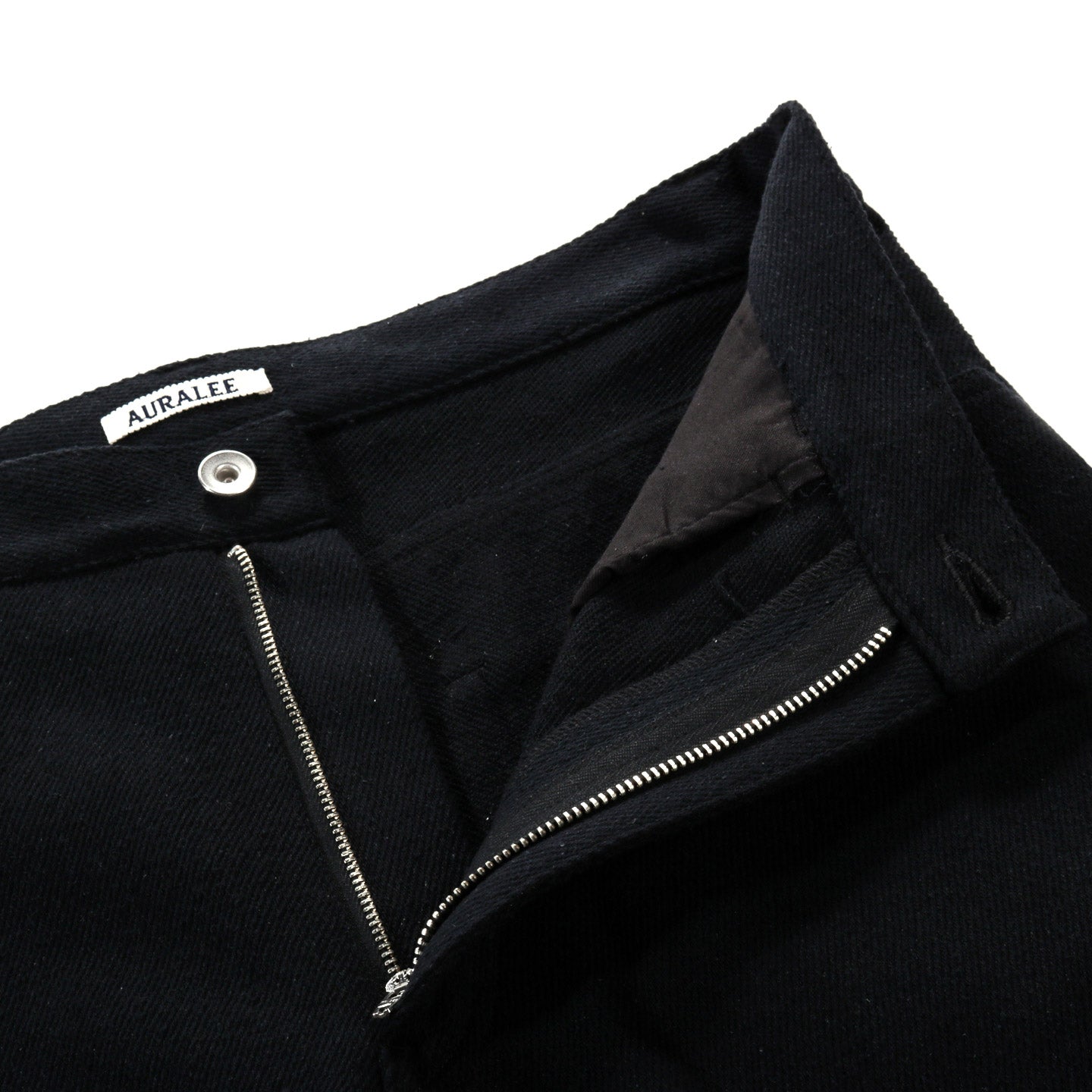 AURALEE SILK NEP DENIM 5P WIDE PANTS BLACK