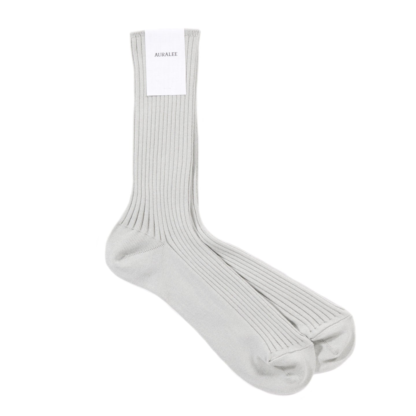 AURALEE GIZA HIGH GAUGE SOCKS PALE GREEN