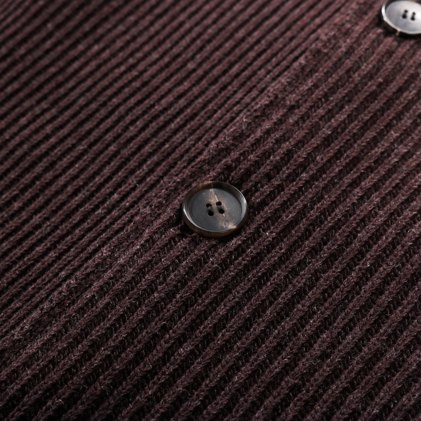 AURALEE SUPER FINE WOOL RIB KNIT SHIRT CARDIGAN TOP BROWN