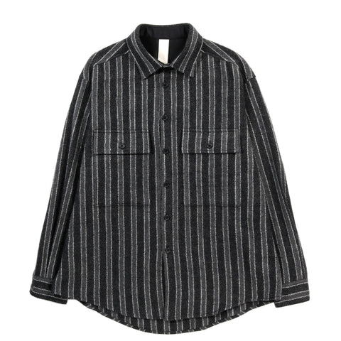 ARCHIE SUNDAY SHIRT GREY WOOL STRIPE