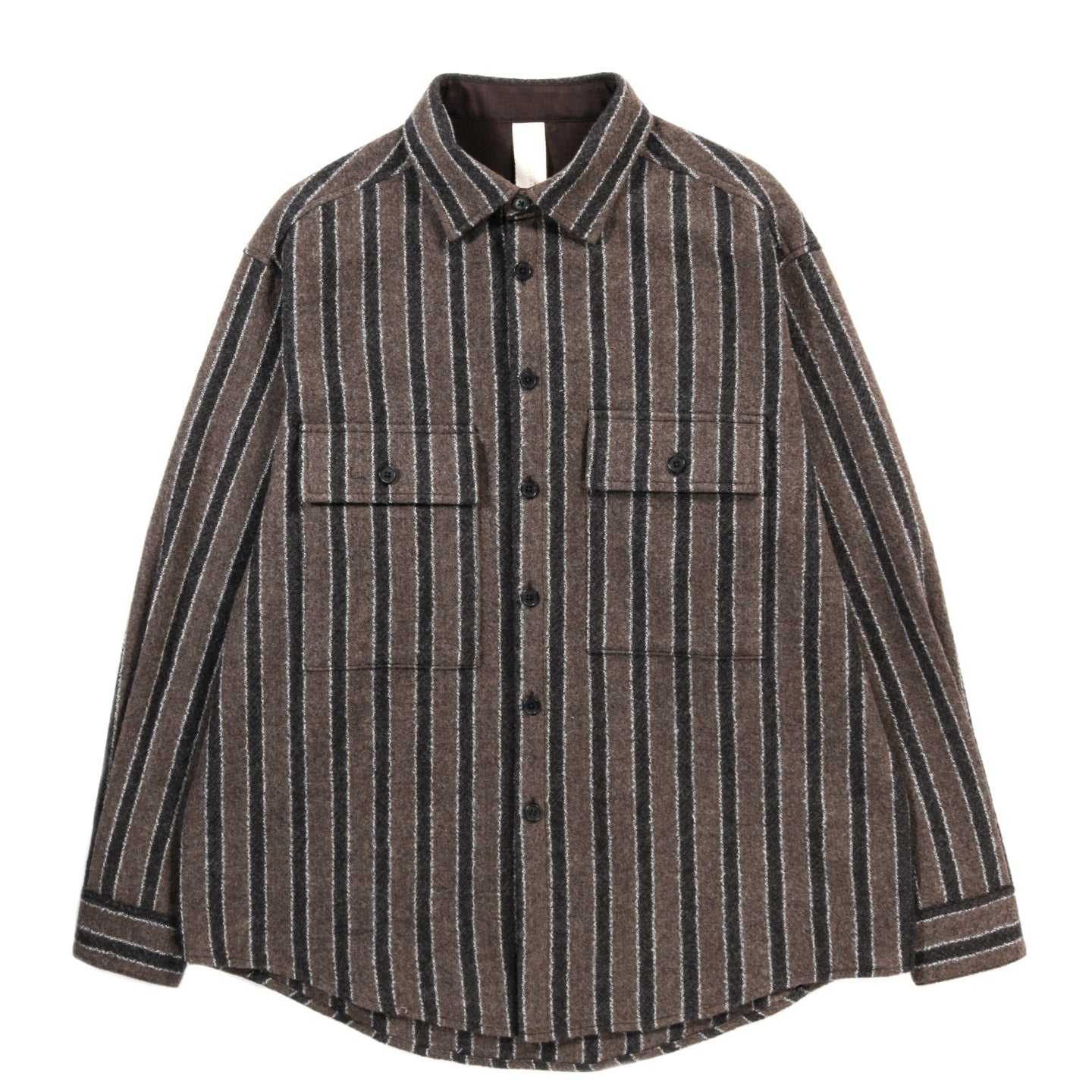 ARCHIE SUNDAY SHIRT BROWN WOOL STRIPE