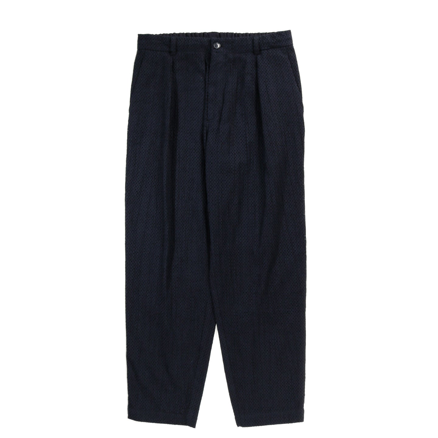 BLUE BLUE JAPAN MEYER LACE TUCKED STRAIGHT PANTS DARK NAVY
