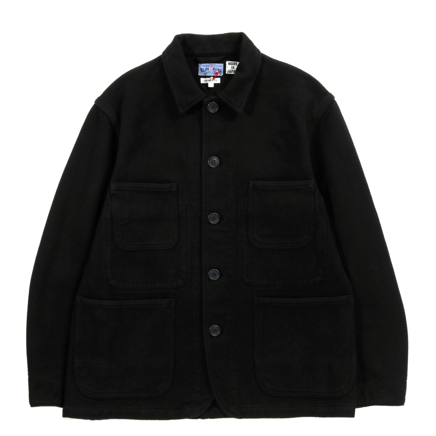 BLUE BLUE JAPAN DOUBLE CLOTH 'SASHIKO' DARK BLACK COVERALL JACKET