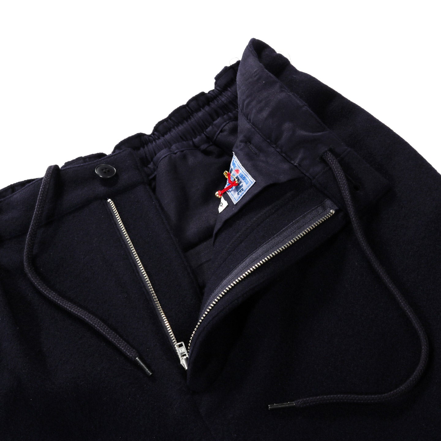 BLUE BLUE JAPAN CASHMERE BLEND FLEECE DRAWSTRING PANTS DARK NAVY