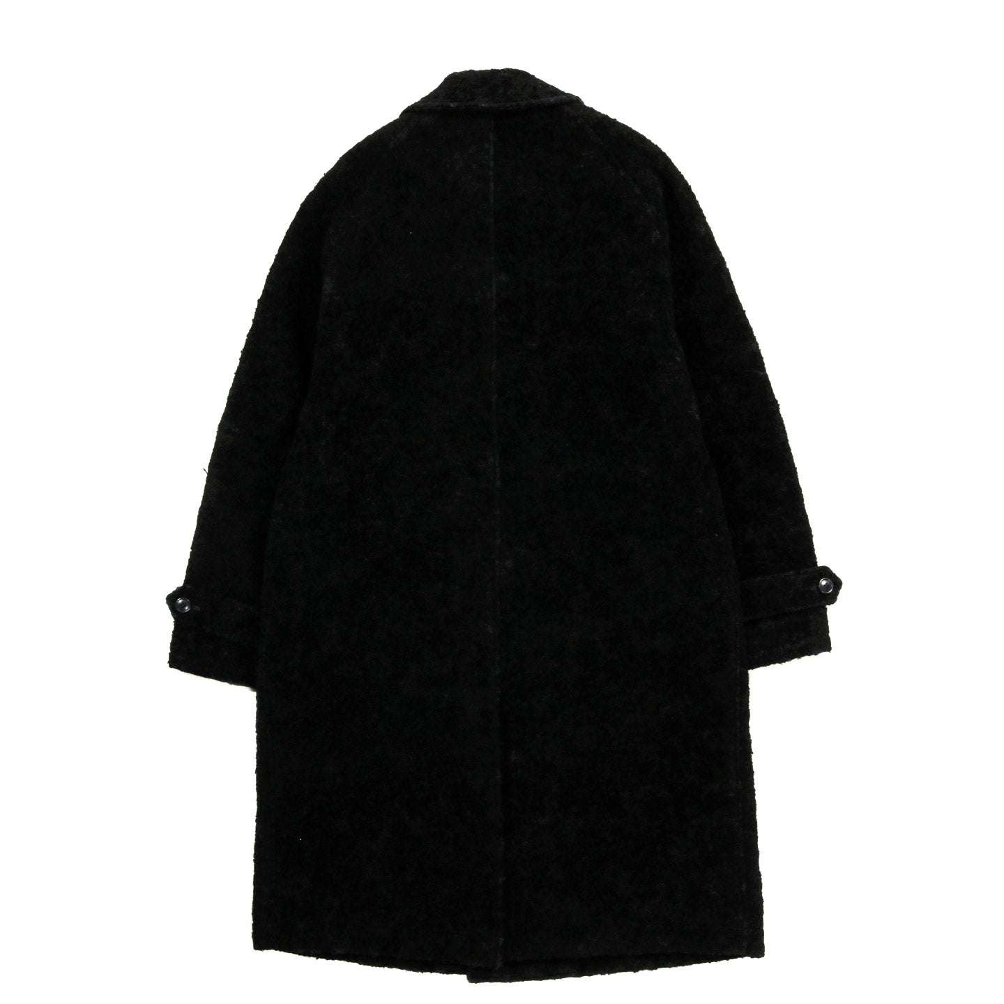 BLUE BLUE JAPAN LOOP YARN FLOCK PRINTED BALMACAAN COAT DARK NAVY