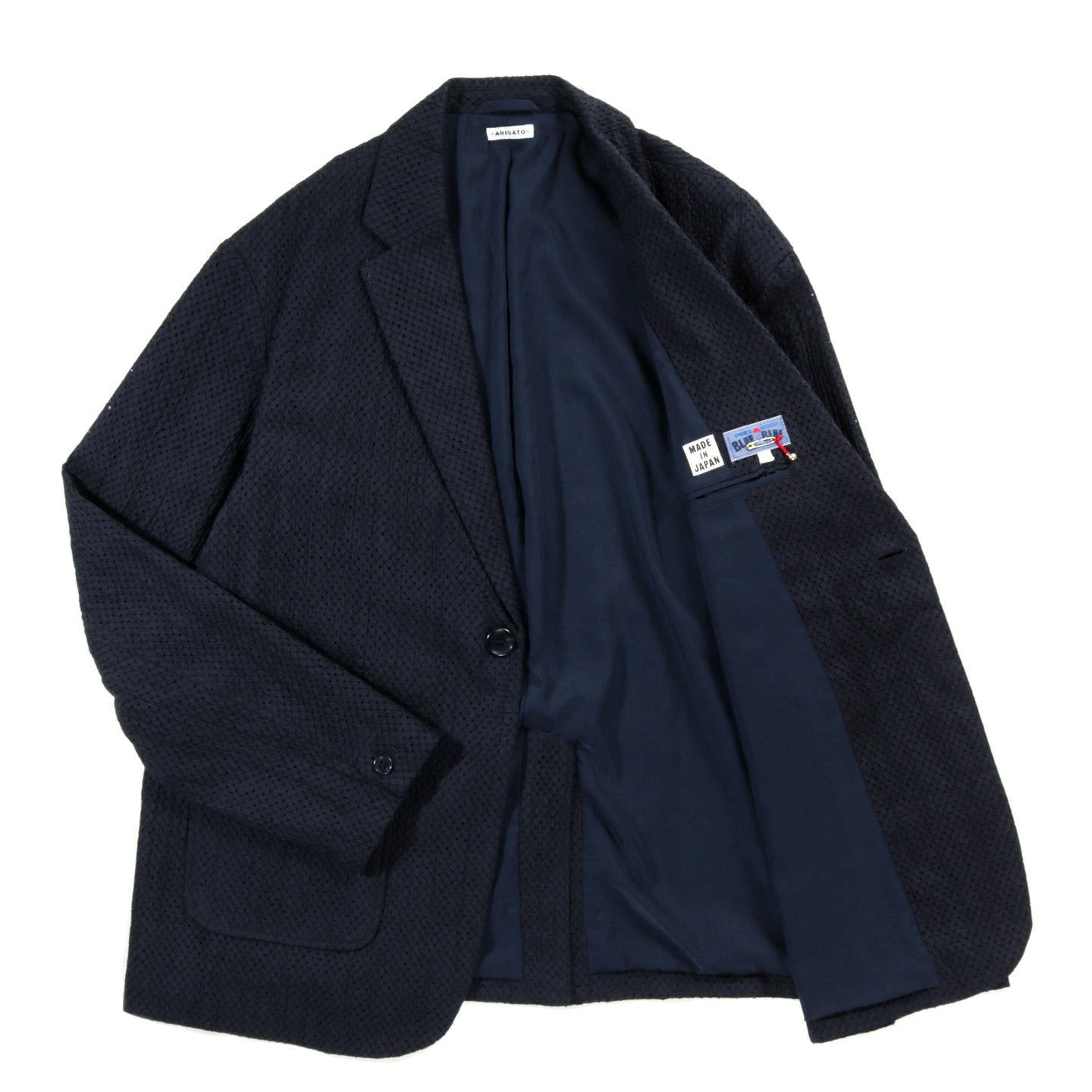 BLUE BLUE JAPAN MEYER LACE 1B TAILORED JACKET DARK NAVY