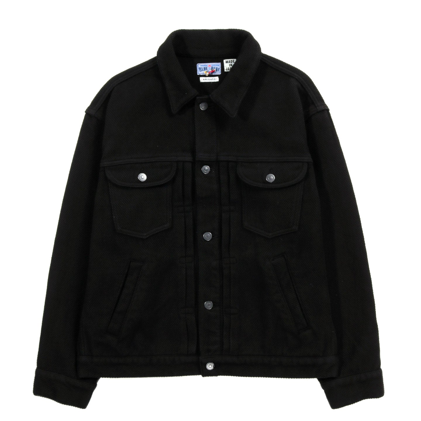 BLUE BLUE JAPAN DOUBLE CLOTH 'SASHIKO' DARK BLACK TRUCKER JACKET