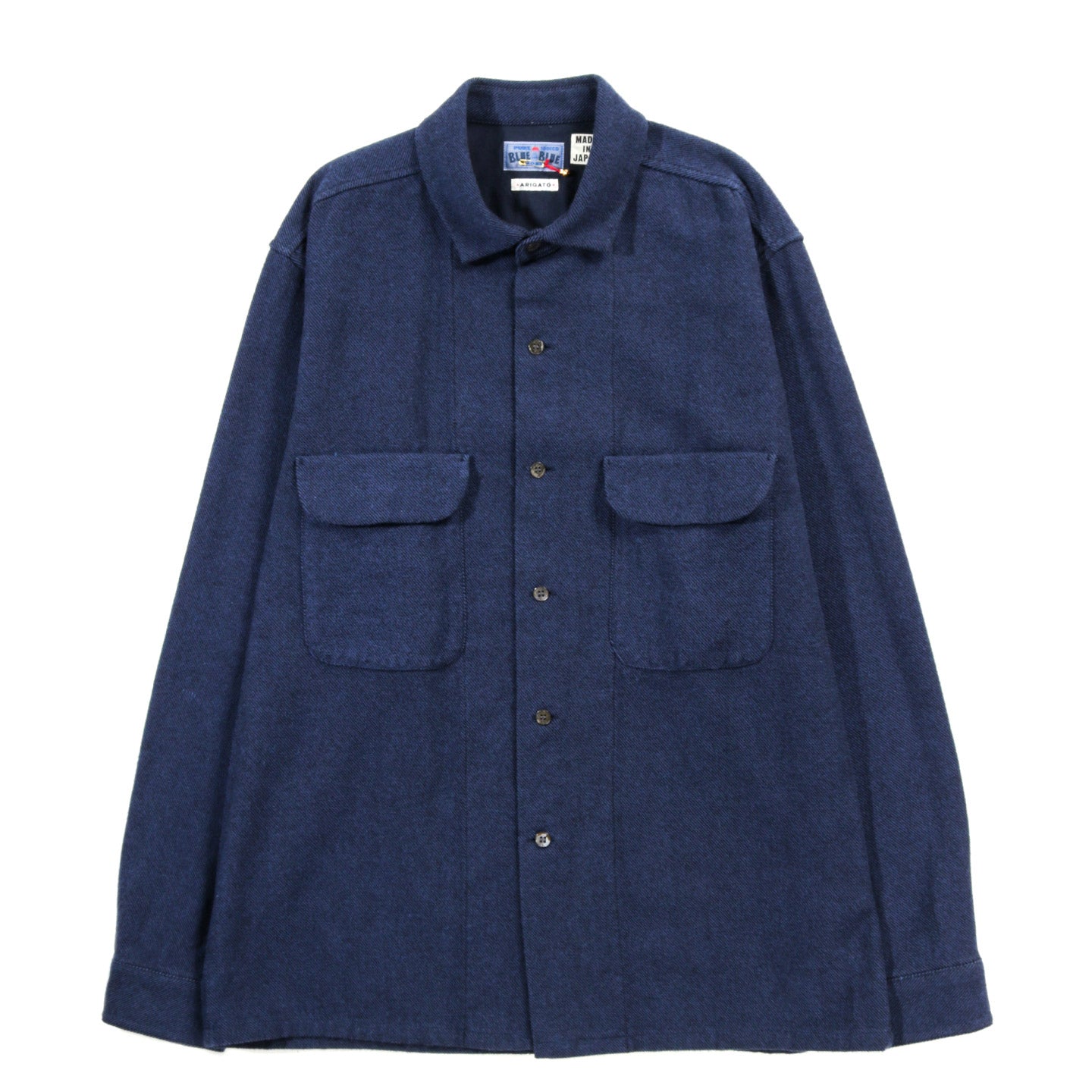 BLUE BLUE JAPAN SLUB YARN FLANNEL REGULAR 2 POCKET SHIRT NAVY