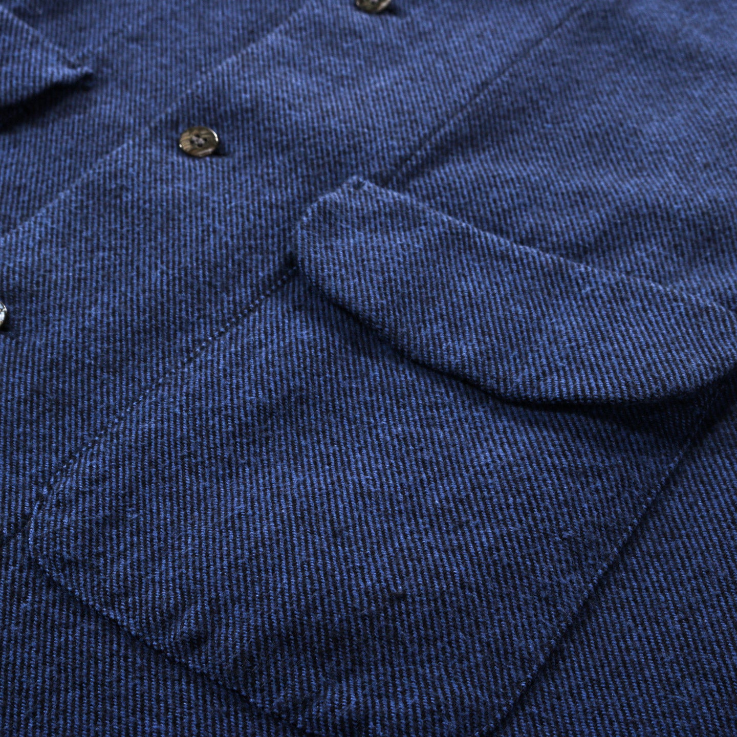 BLUE BLUE JAPAN SLUB YARN FLANNEL REGULAR 2 POCKET SHIRT NAVY