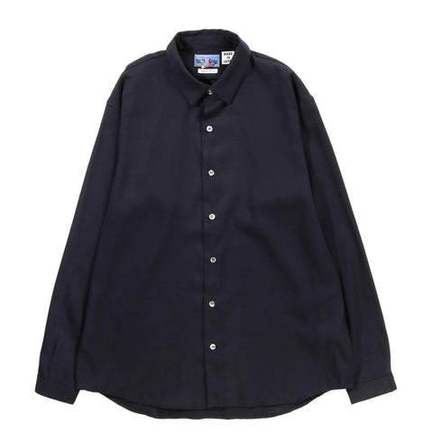 BLUE BLUE JAPAN STRETCH DRY TWILL REGULAR COLLAR LS SHIRT DARK NAVY