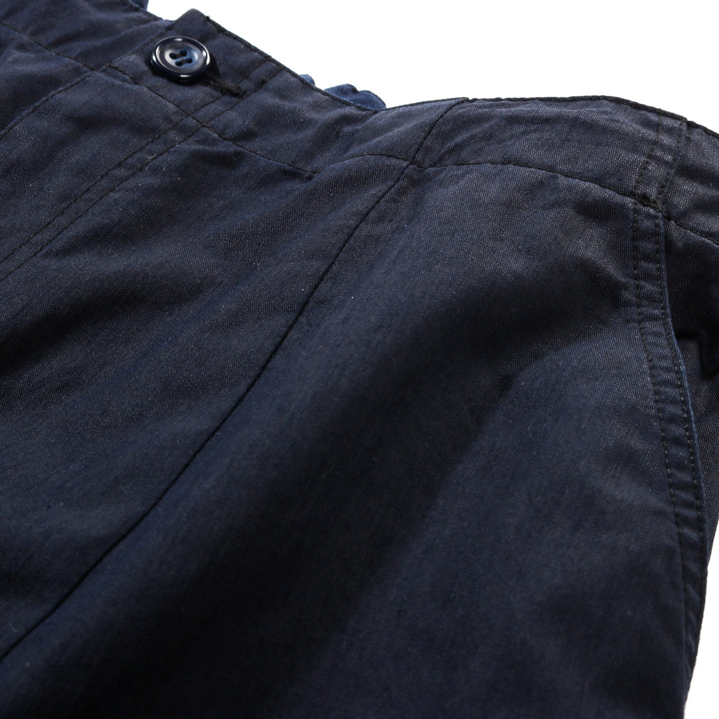 BLUE BLUE JAPAN NYLON SATIN WIDE DART PANTS INDIGO