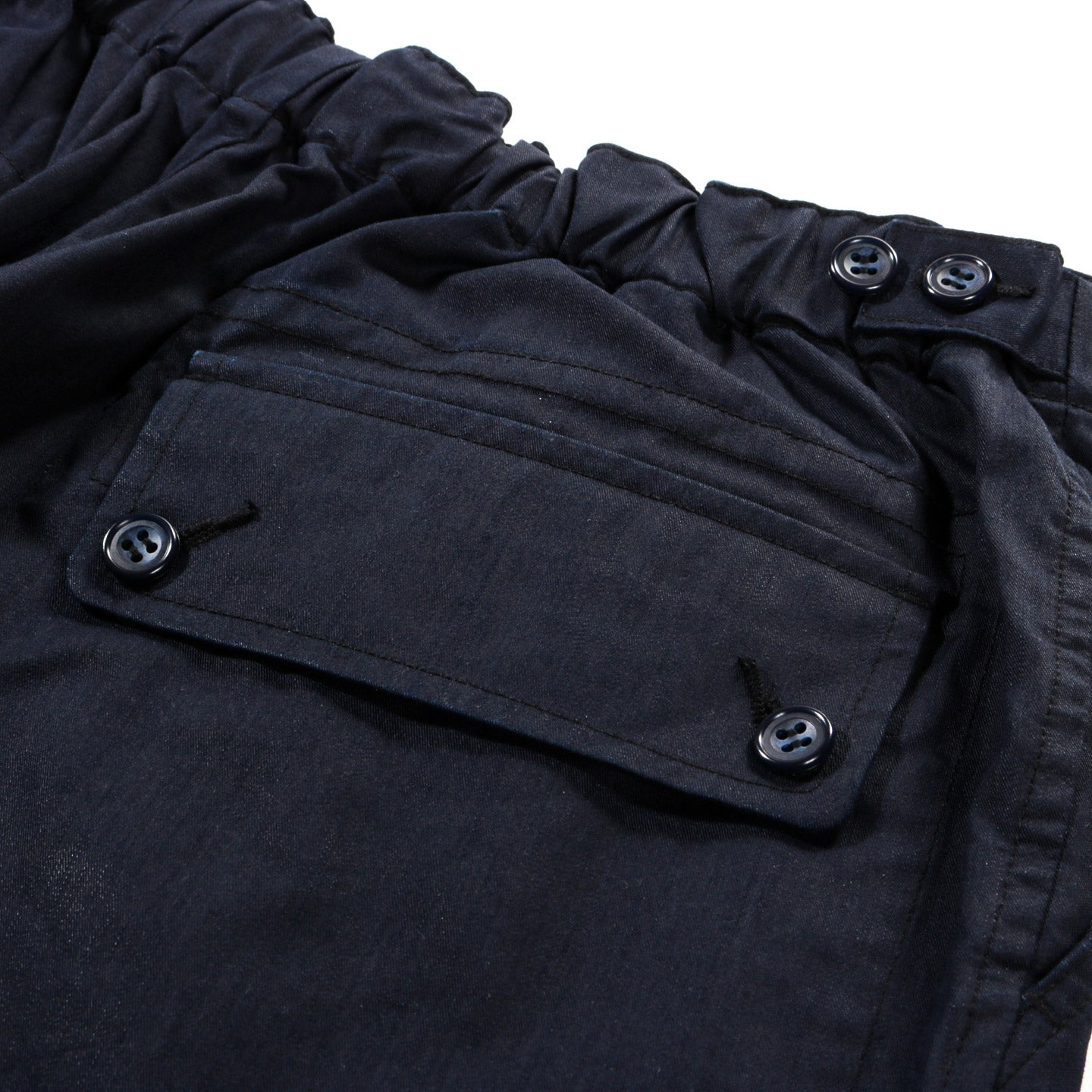 BLUE BLUE JAPAN NYLON SATIN WIDE DART PANTS INDIGO