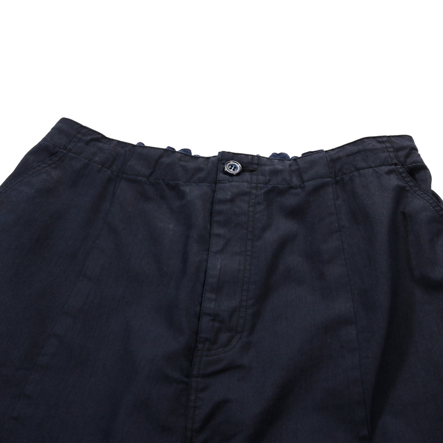 BLUE BLUE JAPAN NYLON SATIN WIDE DART PANTS INDIGO
