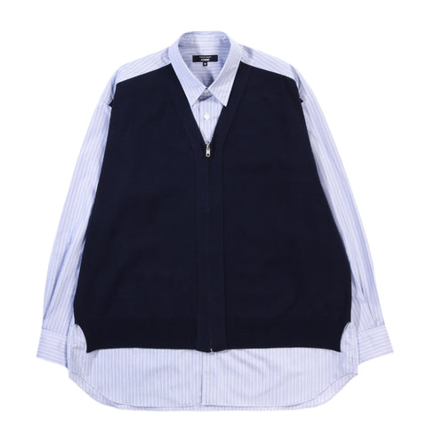 COMME DES GARCONS HOMME B010 LAYERED SHIRT WHITE / SAX / NAVY X NAVY